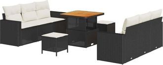 vidaXL Conjunto De Sof&aacute; De Jard&iacute;n 9 Pcs Negro Y Crema 80 X 80 X 71 Cm Vidaxl