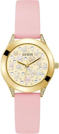 Guess Armbandhorloge met parels en strass - Dames - Horloges - Roze - ONE Size - Accessoires