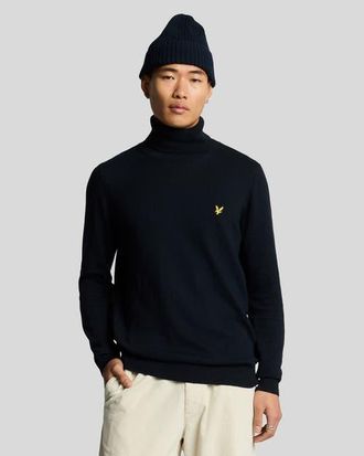 Lyle & Scott Cotton Merino Turtleneck Sweater in Dark Navy at Nordstrom, Size X-Large