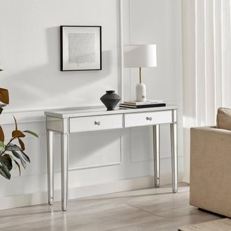 Furniturebox Venetian Mirrored Console & Vanity Dressing Table in Silver