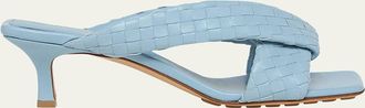 Bottega Veneta Riva Micro Woven Nappa Leather Kitten-Heel Sandals