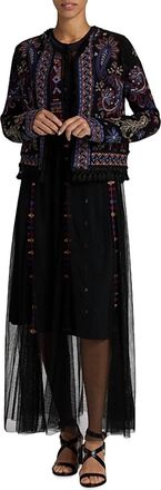Johnny Was Womens Katiuska Short Fringe Jacket In Black