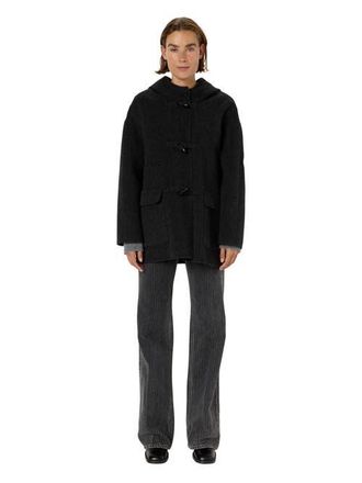 Gerard Darel Malina Hooded Wool Coat in Charcoal at Nordstrom, Size Large