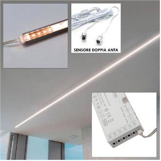 Trade Shop Trade Shop Traesio - Kit 3pz Barra Led 36w Profilo Alluminio Alimentatore 12v Luce 4000k Sensore Doppio