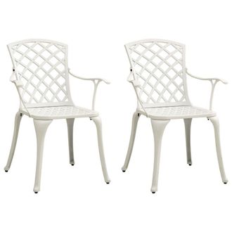 vidaXL Sillas De Jard&iacute;n 2 Unidades Aluminio Fundido Blanco Vidaxl