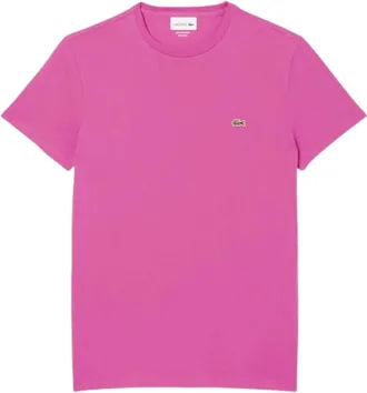 Lacoste Tops, Heren, Roze, XL, T-shirt met halve mouwen