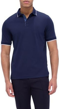 Bugatchi Tipped Contrast Collar Polo in Navy at Nordstrom Rack, Size Small