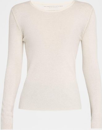 Majestic Filatures Cashmere Rib Knit Crewneck Sweater
