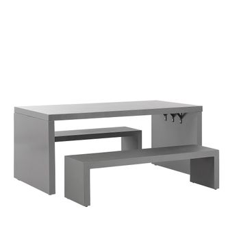 Beliani Conjunto De Comedor De Jard&iacute;n Mesa Rectangular De Cemento Reforzado Gris 2 Bancos En Forma De U 4 Plazas Resistente Al Agua Taranto