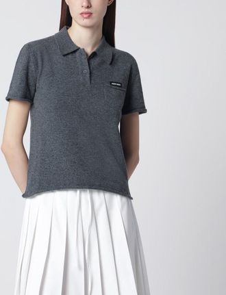 Miu Miu Slate grey cashmere polo shirt