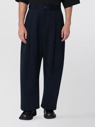 STUDIO NICHOLSON loose fit cotton trousers pleated front
