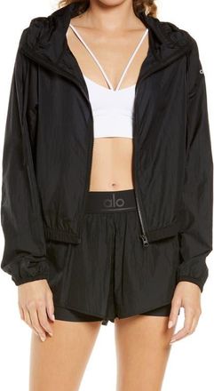 Alo Light Hooded Zip Jacket in Black at Nordstrom, Size Medium