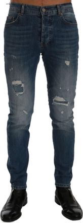 Frankie Morello Wash Torn Dunfermile Slim Fit Mens Jeans