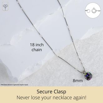 MAX + STONE 925 Sterling Silver or 14k Gold 8mm Cushion Cut Gemstone Pendent Necklace