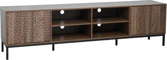 Oviala Mueble de TV rectangular con 2 puertas, L200 cm, madera oscura