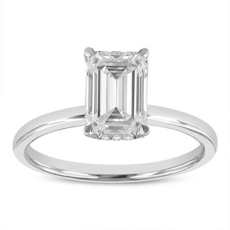 LuvMyJewelry Delphine 14K White Gold Emerald Cut Lab Grown Diamond Hidden Halo Engagement Ring - 2.1 ctw at Nordstrom, Size 7