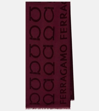 Ferragamo Gancini wool and silk jacquard scarf