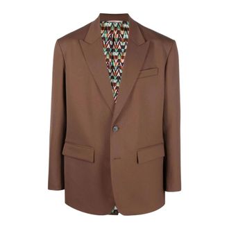 Valentino Enkelrijige blazer van wolblend - Heren - Jassen - Bruin - Maat: M Wol