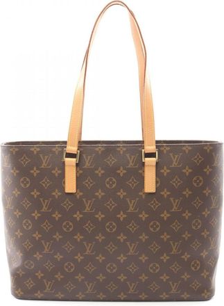 Louis Vuitton Brown Coated Canvas Leather Handbag Tote Bag (Pre-Owned)