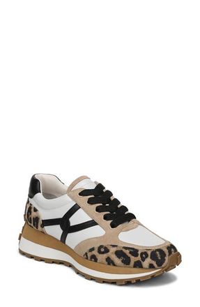 Veronica Beard Valentina Leopard Contrast Sneaker in Leopard/Sand/Black at Nordstrom, Size 10.5