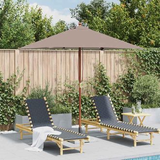vidaXL Sombrilla De Jard&iacute;n Con Palo De Madera Taupe 150x200 Cm Vidaxl
