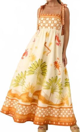Flying Tomato A Tropical Printed Woven Maxi Dress In Ivory/multi
