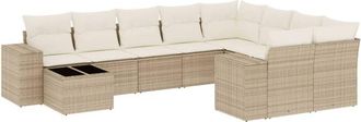 vidaXL Juego De Sof&aacute;s Jard&iacute;n Con Cojines Beige 10 Pzas Rat&aacute;n Sint&eacute;tico Vidaxl
