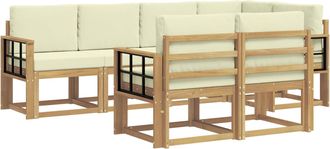 vidaXL Conjunto De Sof&aacute;s De Exterior 7 Uds. Blanco Y Crema Poli&eacute;ster Vidaxl