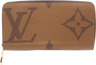 Louis Vuitton Beige Brown Coated Canvas Long Wallet (Bi-Fold) (Pre-Owned)