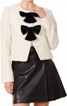 Dolce Cabo Bow Jacket In Ivory/black