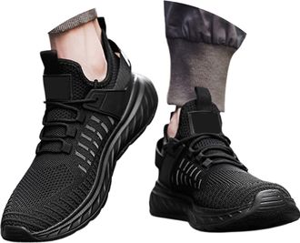 Generic Mens Breathable Running Shoes Lightweight Athletic Sneakers for Walking Gym Workout Non Slip Comfort Casual Fashion Tennis Footwear (Black, 13)