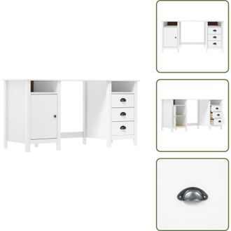 vidaXL The Living Store Credenza Hill Bianca 150x50x74 cm in Legno Massello di Pino - Scrivania in pino