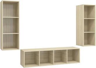 vidaXL Vidaxl - Juego De Muebles De Sal&oacute;n 3 Pzas Madera Ingenier&iacute;a Roble Sonoma