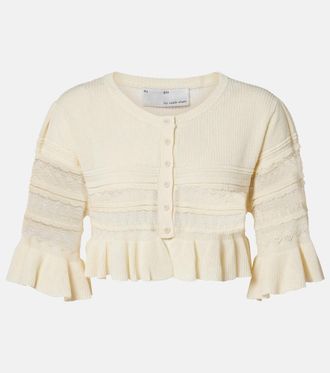 Xu Zhi Cropped open-knit ruffled cardigan