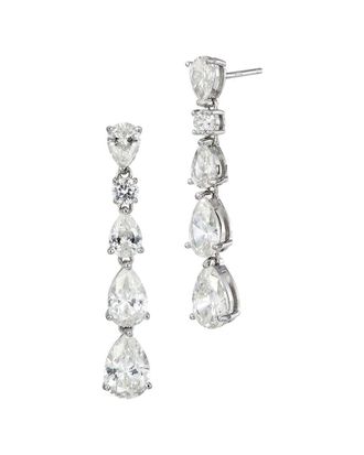 Savvy Cie Jewels Silver Cz Drop Earrings