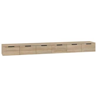 Berkfield Home Wall Cabinets 2 pcs Sonoma Oak 102x30x20 cm Engineered Wood in Light Oak | Size: 102 x 30 x 20 cm