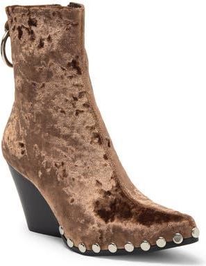 Jeffrey Campbell Walton Studded Bootie in Taupe Crush Velvet Silver at Nordstrom Rack, Size 8