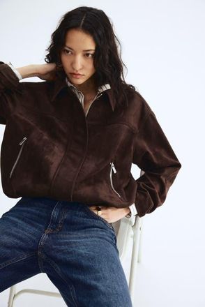 H&M Napped Jacket in Dark Brown at Nordstrom, Size X-Small