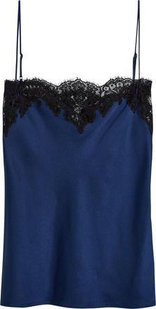 Stella McCartney Stella Mccartney Iconic Lace-trimmed Satin top - Navy - 42 (UK10 / S)