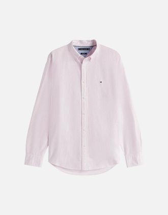 Tommy Hilfiger Mens Tommy Hilfiger Heritage Oxford Stripe RF Shirt 0D2 Rose Petal/White - Size: 44/Regular