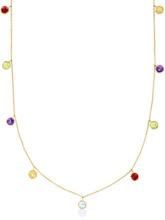 RS Pure by Ross-Simons Multi-Stone Station Necklace in 14kt Yellow Gold