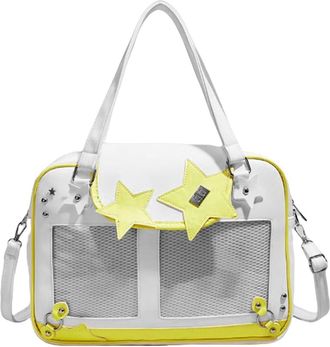Generic Women Display Shoulder Bag PU Leather Kawaii Star Itabag Square Handbag (Yellow)