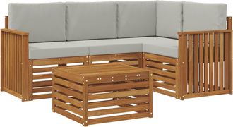 vidaXL Conjunto De Sof&aacute;s De Exterior 5 Uds. Gris Natural Y Claro Vidaxl