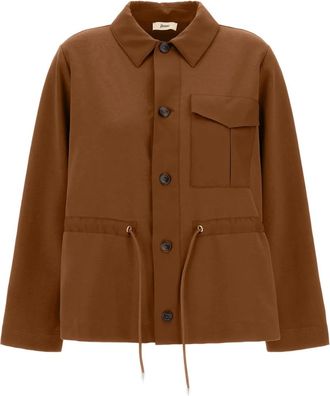 Herno buttoned pocket top - women - Polyester/Cotton - S - Brown