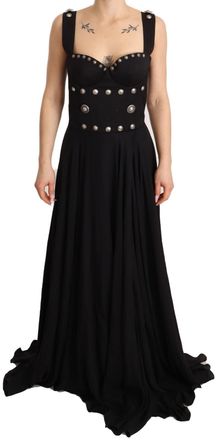 FAUSTO PUGLISI Silk Studded Sleeveless A-line Max Womens Dress (Pre-Owned)