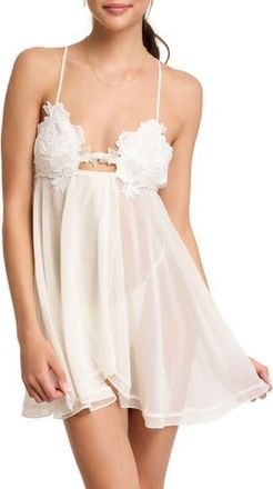 Rya Collection Kiki Sheer Chemise & Thong Set in Ivory at Nordstrom Rack, Size Large
