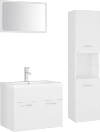 vidaXL Juego De Muebles De Ba&ntilde;o Madera De Ingenier&iacute;a Blanco Vidaxl