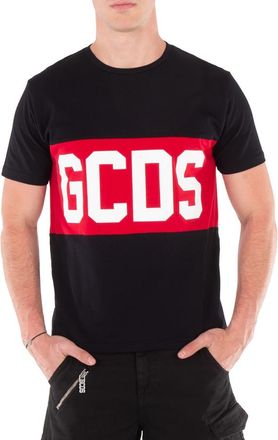 GCDS Black Logo Band Cotton T-Shirt, Size X-Small