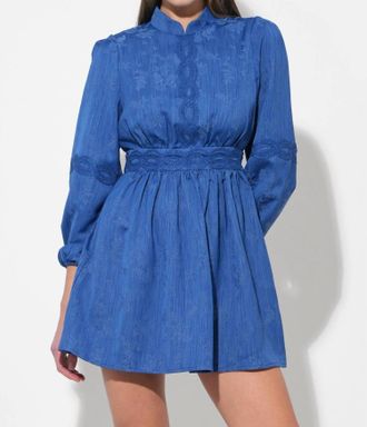 Adelyn Rae Salome High Collar Lace Mini Dress In Blue