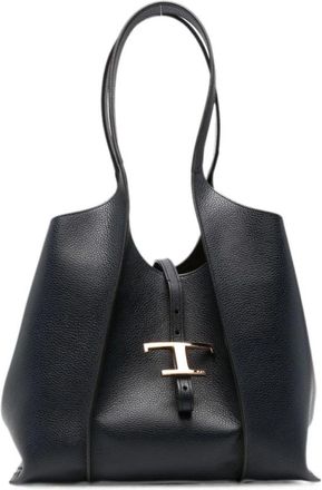 Tod's Borsa a tracolla T Timeless - Dames - Shoppers - Blauw - ONE Size - Leer - Tassen